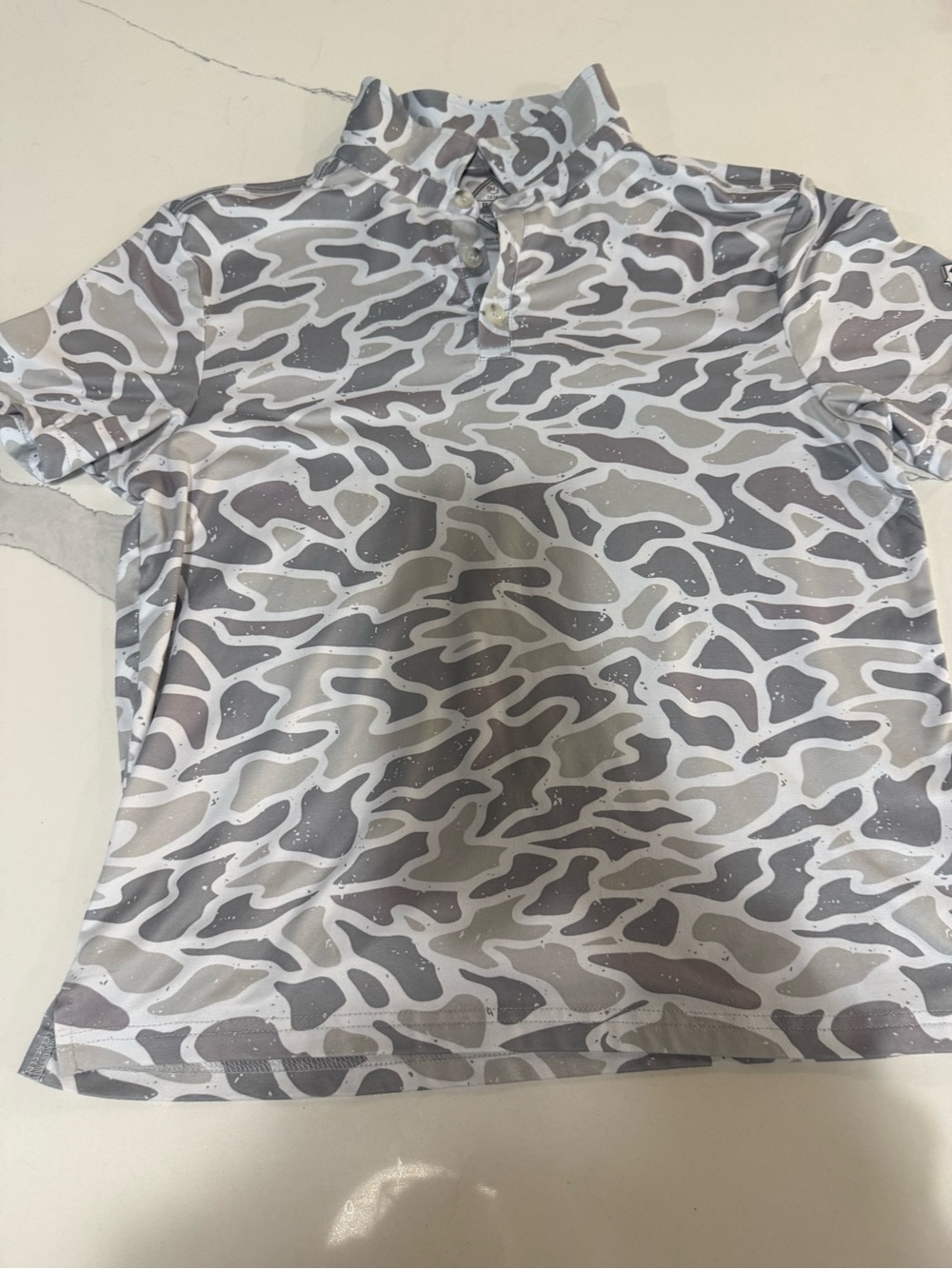 BURLEBO Youth Performance Short Sleeve Polo - White Camo